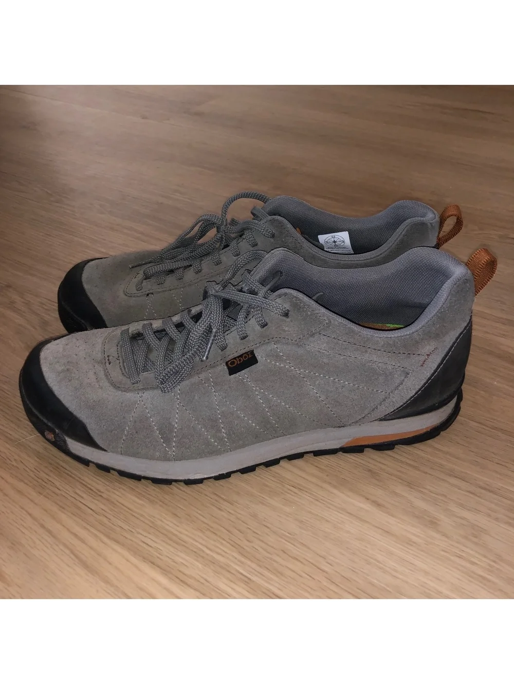 OBOZ BOZEMAN HIKING TRAIL SHOES SUEDE LEATHER CHARCOAL GRAY ORANGE MENS SIZE 11